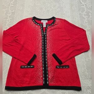 Cathy Daniels Red and Black Embellished Cardigan